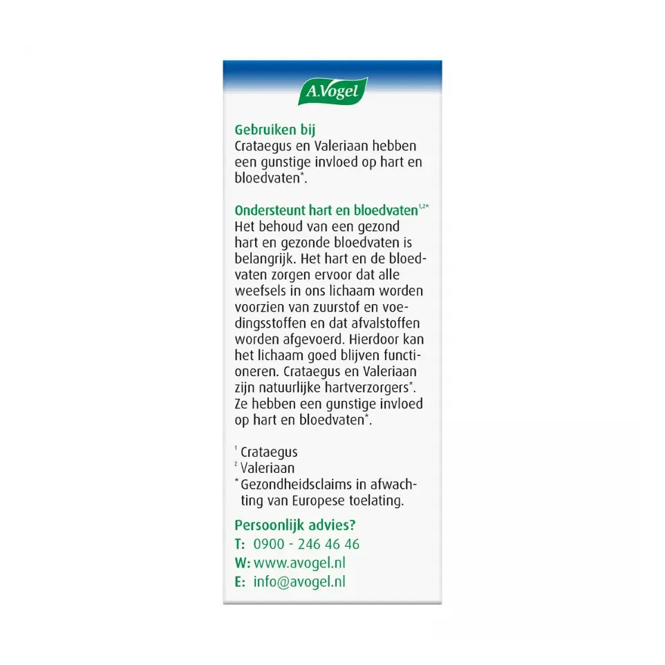 A.Vogel Crataegus + valeriaan 80 tabletten
