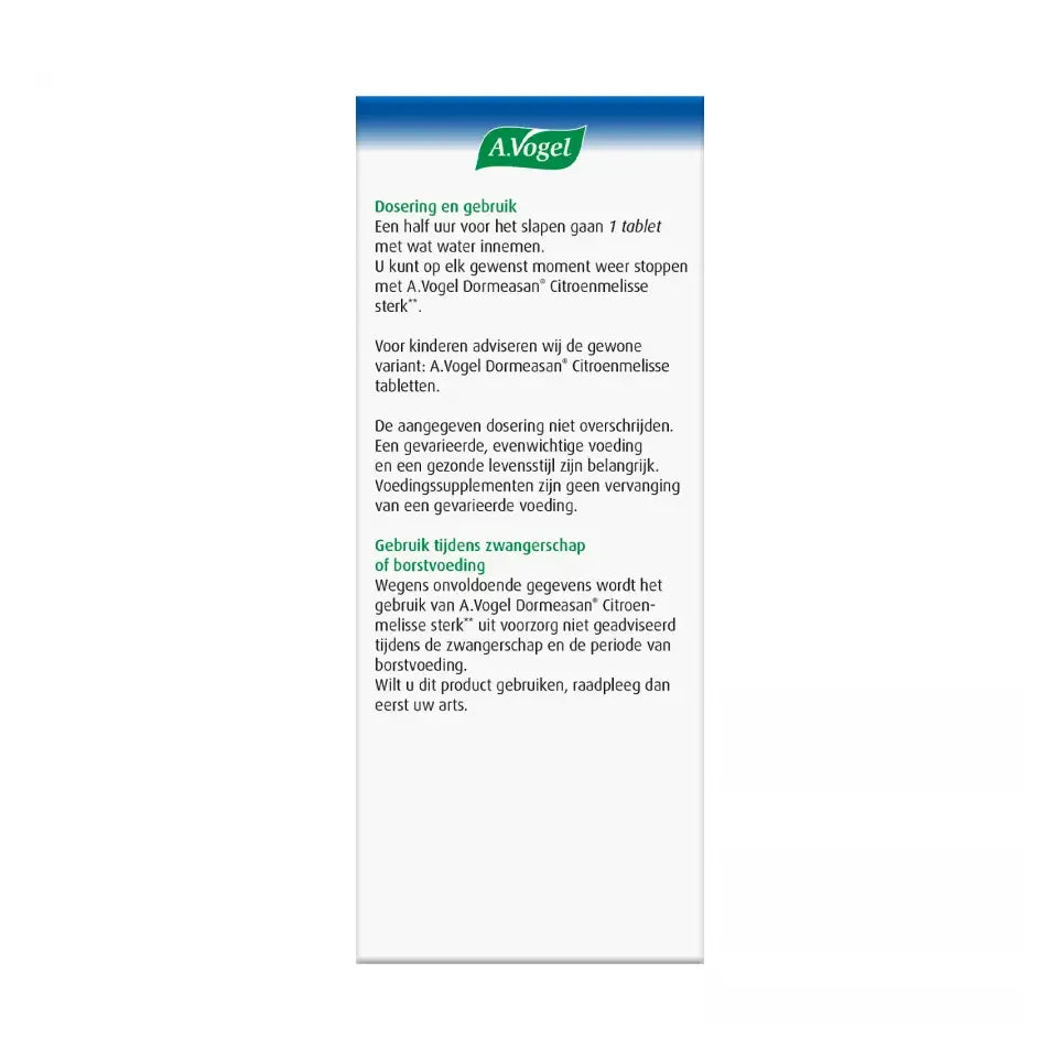 A.Vogel Dormeasan citroenmelisse nachtrust sterk 30 tabletten