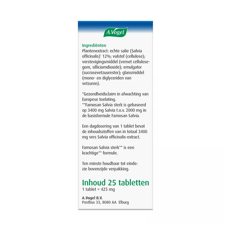 A.Vogel Famosan Salvia Sterk 25 tabletten