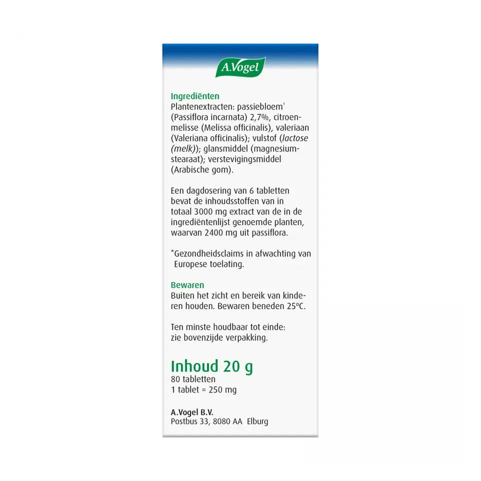 A.Vogel Passiflora rustgevende 80 tabletten (afbeelding 5)