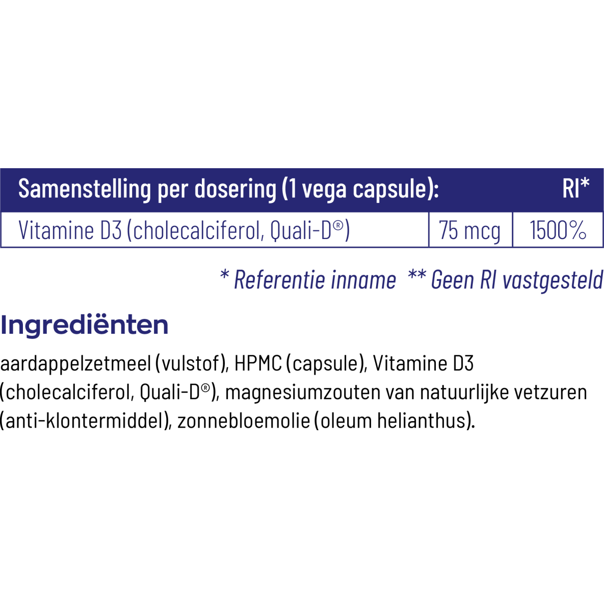 Vitakruid Vitamine D3 75 mcg 60 vcaps