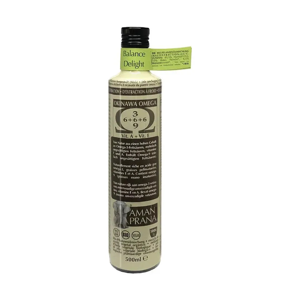 Amanprana Balance delight okinawa hennepolie extra vierg biologisch 500 ml