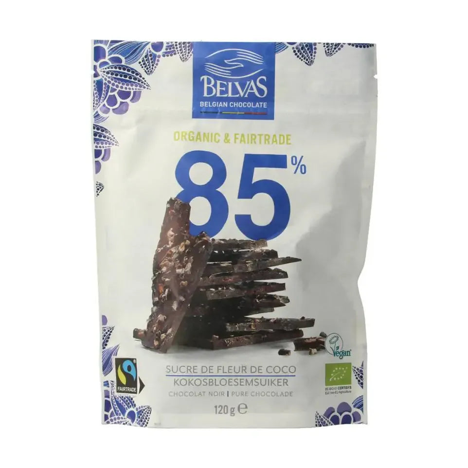 Belvas Thins dark 85% met kokosbloesemsuiker 120 gram
