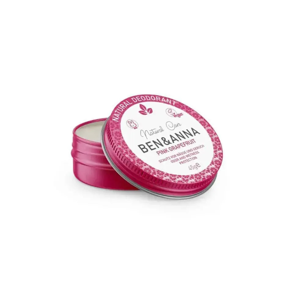 Ben & Anna Natural deodorant creme pink grapefruit blikje 45