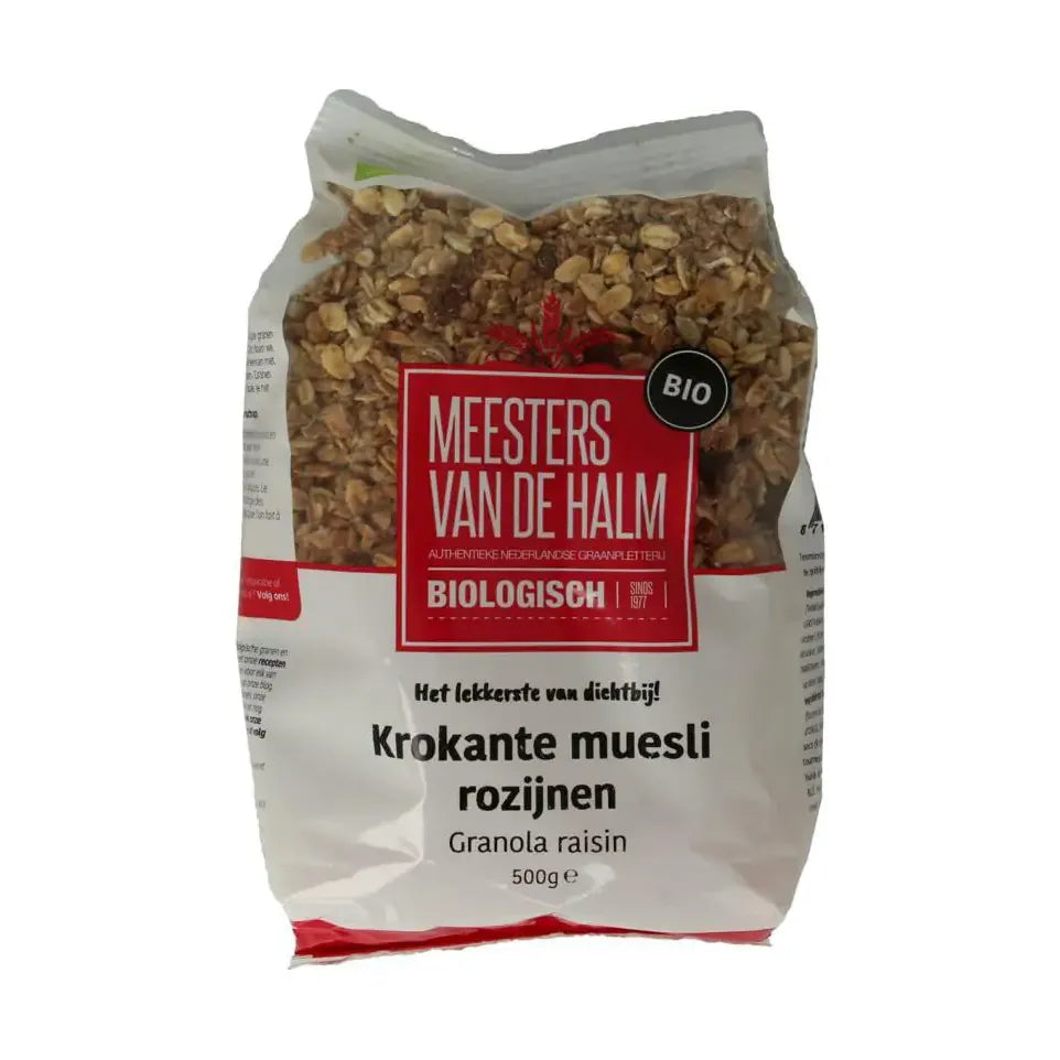 De Halm Krokante muesli rozijn 500 gram
