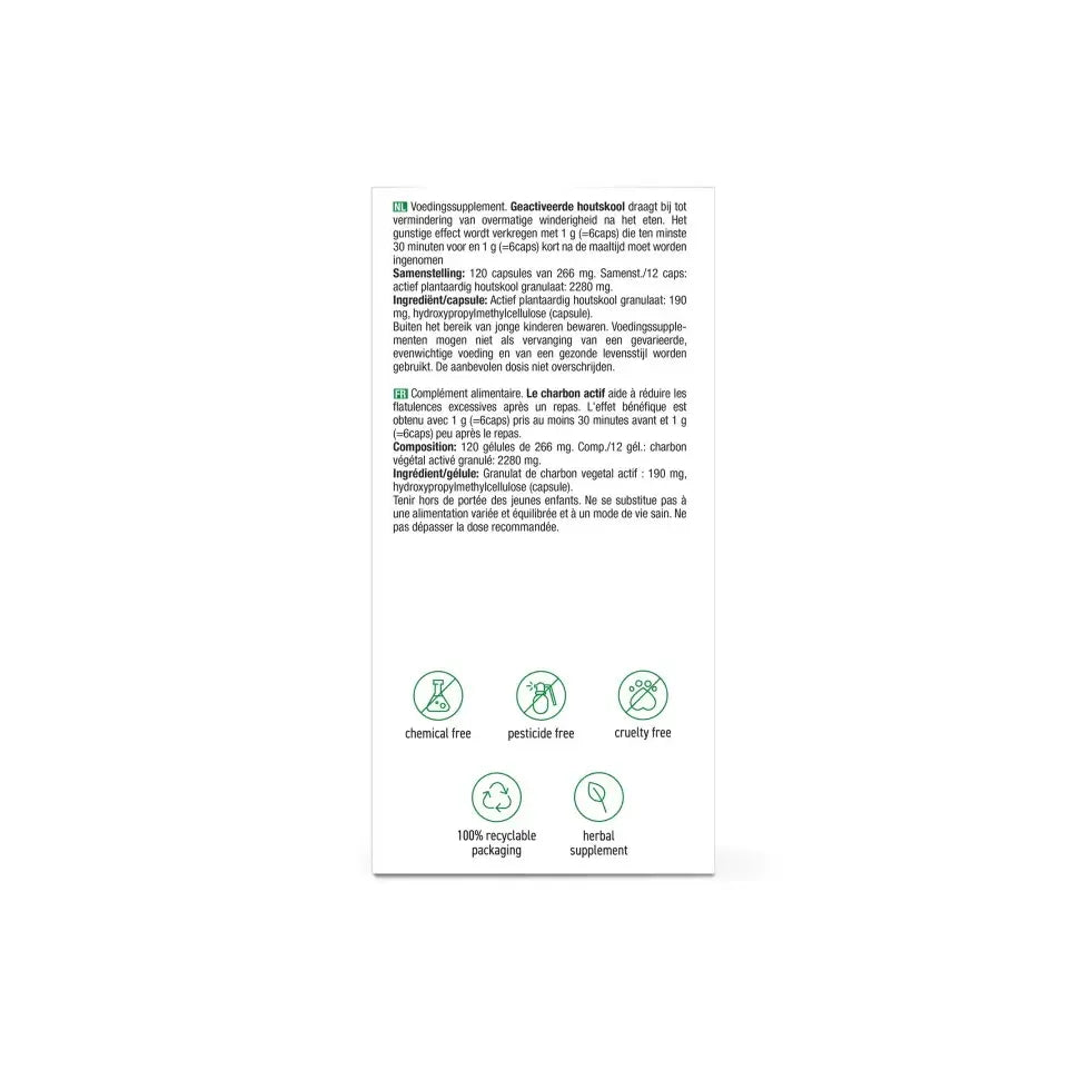 Purasana Plantaardige houtskool 120 vcaps
