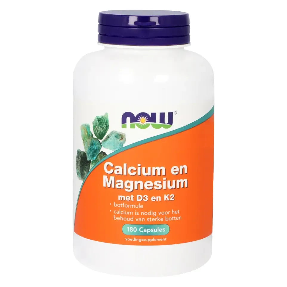 NOW Calcium en Magnesium met D3 en K2 180 capsules