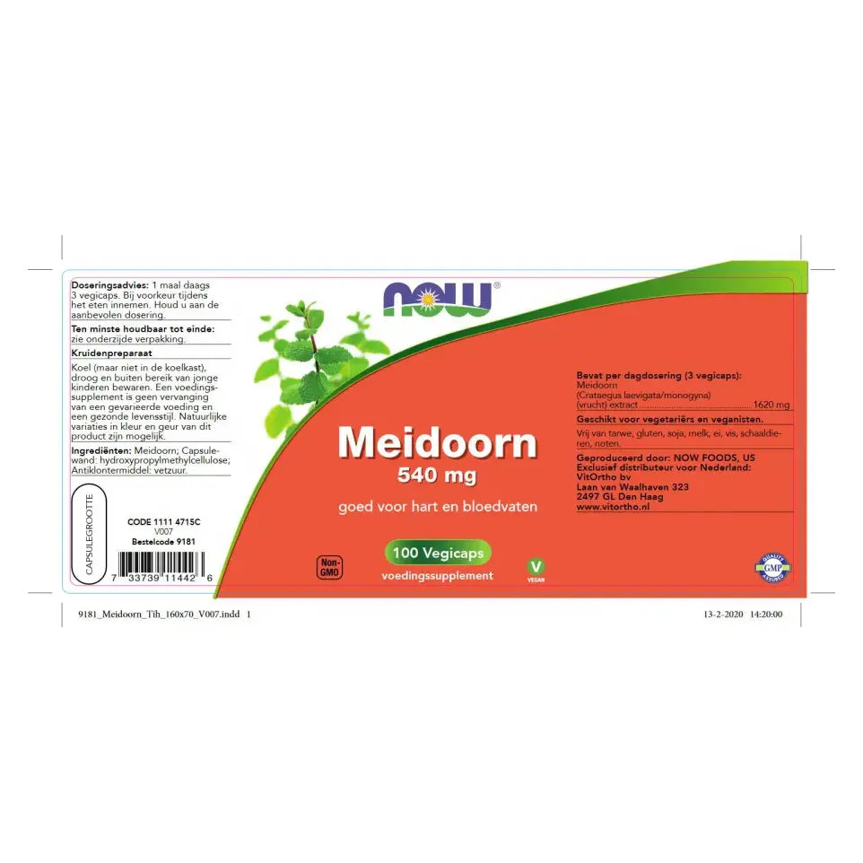 NOW Meidoorn 540 mg 100 vcaps