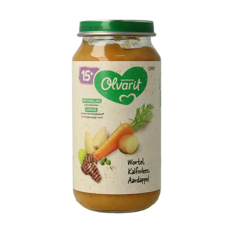 Olvarit Wortel kalfsvlees aardappels 15M07 250 gram