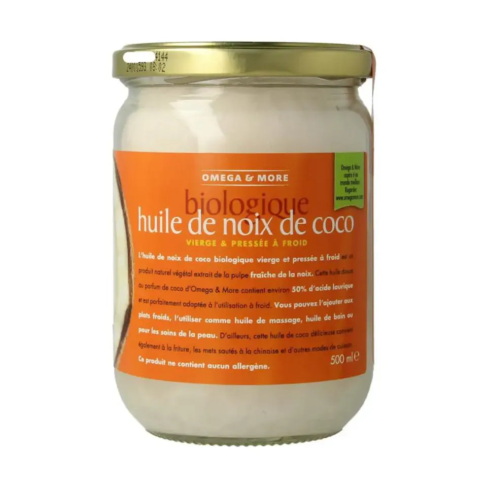 Omega en More Kokosolie extra virgin glas 500 ml