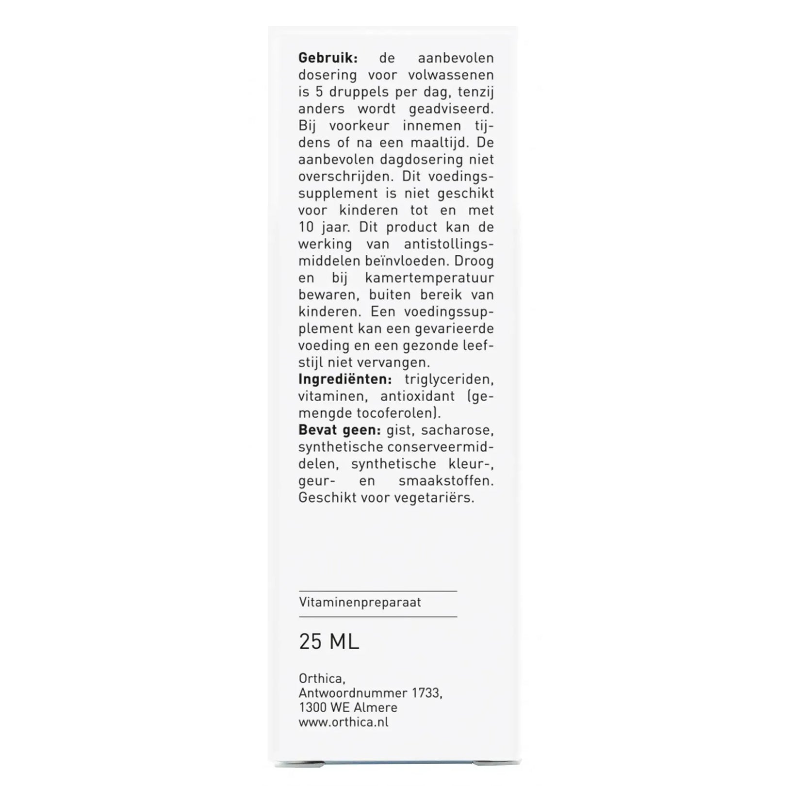 Orthica D3 & K2 Oliedruppels 25 ml