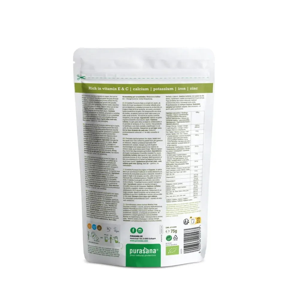 Purasana Matcha Powder premium biologisch 75 gram