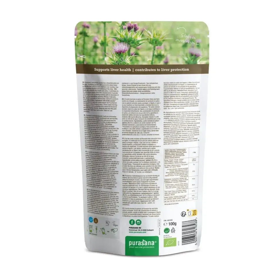 Purasana Mariadistel poeder + extract biologisch 100 gram