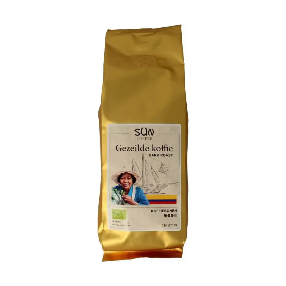 Sun Coffee Gezeilde koffiebonen dark roast 250 gram