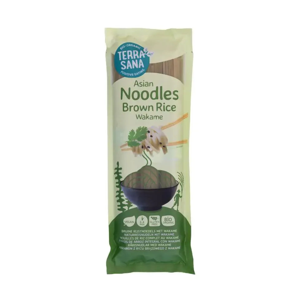 Terrasana Bruine rijstnoedels met wakame zeewier bio 250 gram