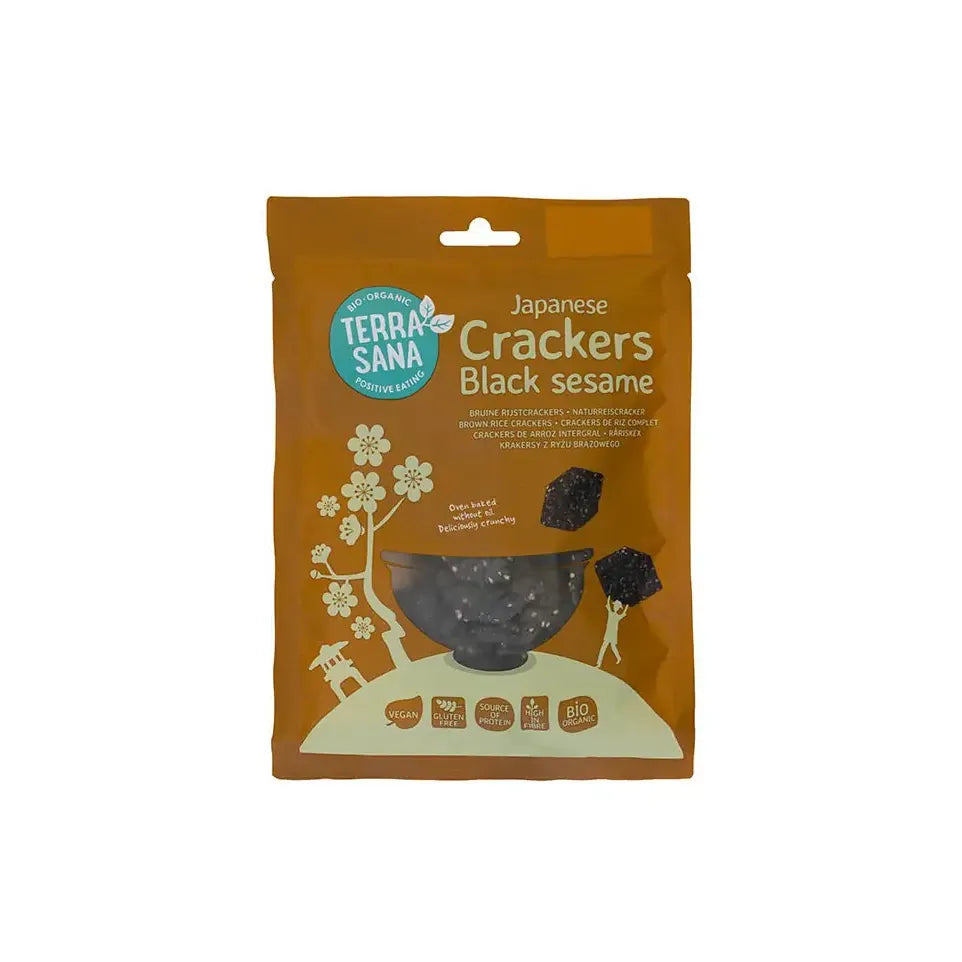 Terrasana Bruine rijstcrackers met zwarte sesam bio 60 gram