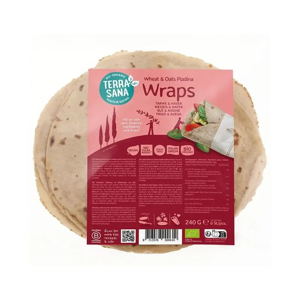 Terrasana Piadina volkoren tarwe en haver bio 240 gram