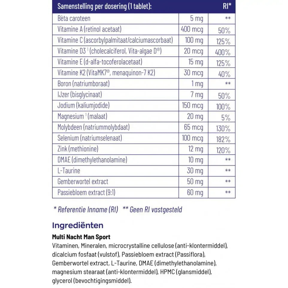 Vitakruid Multi dag & nacht man sport 2 x 30 60 tabletten (afbeelding 9)