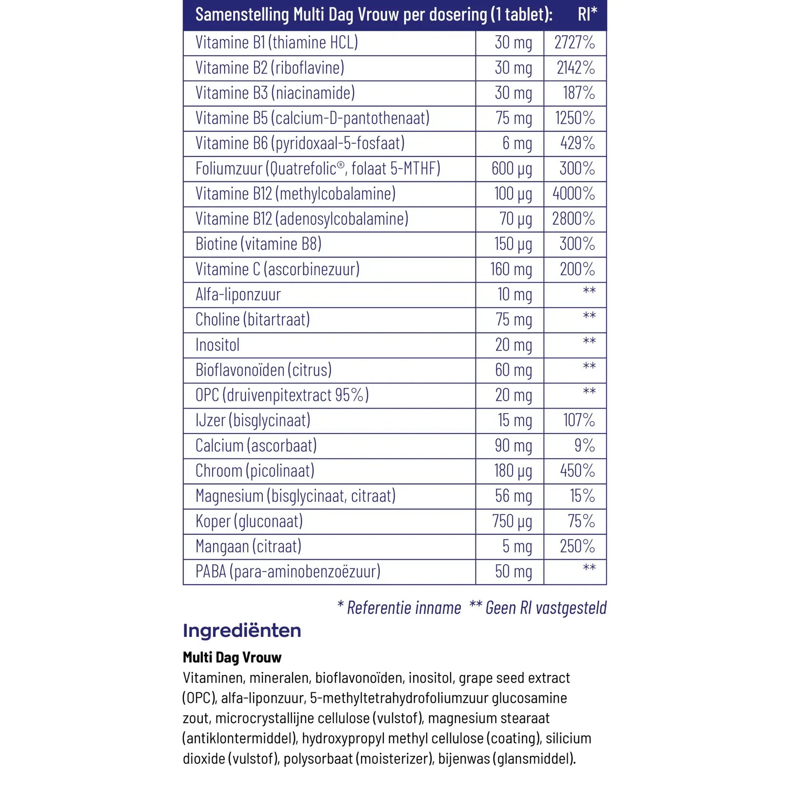 Vitakruid Multi dag vrouw 30 tabletten (afbeelding 4)
