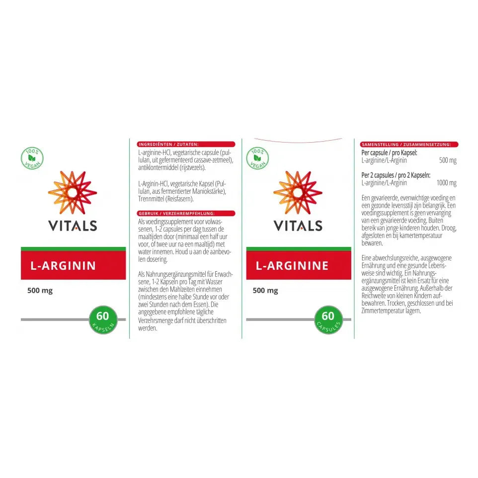 Vitals L-arginine 500 mg 60 vcaps