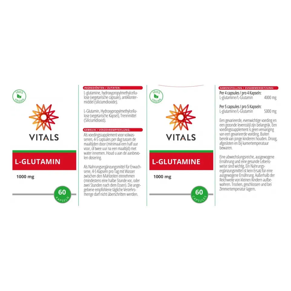 Vitals L-Glutamine 1000 mg 60 capsules