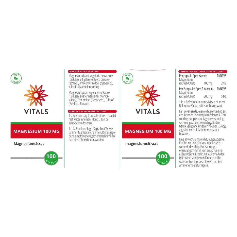 Vitals Magnesiumcitraat 100 mg 100 capsules