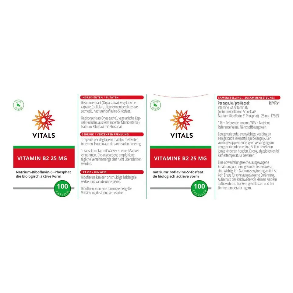 Vitals Vitamine B2 riboflavine 5 fosfaat 100 capsules