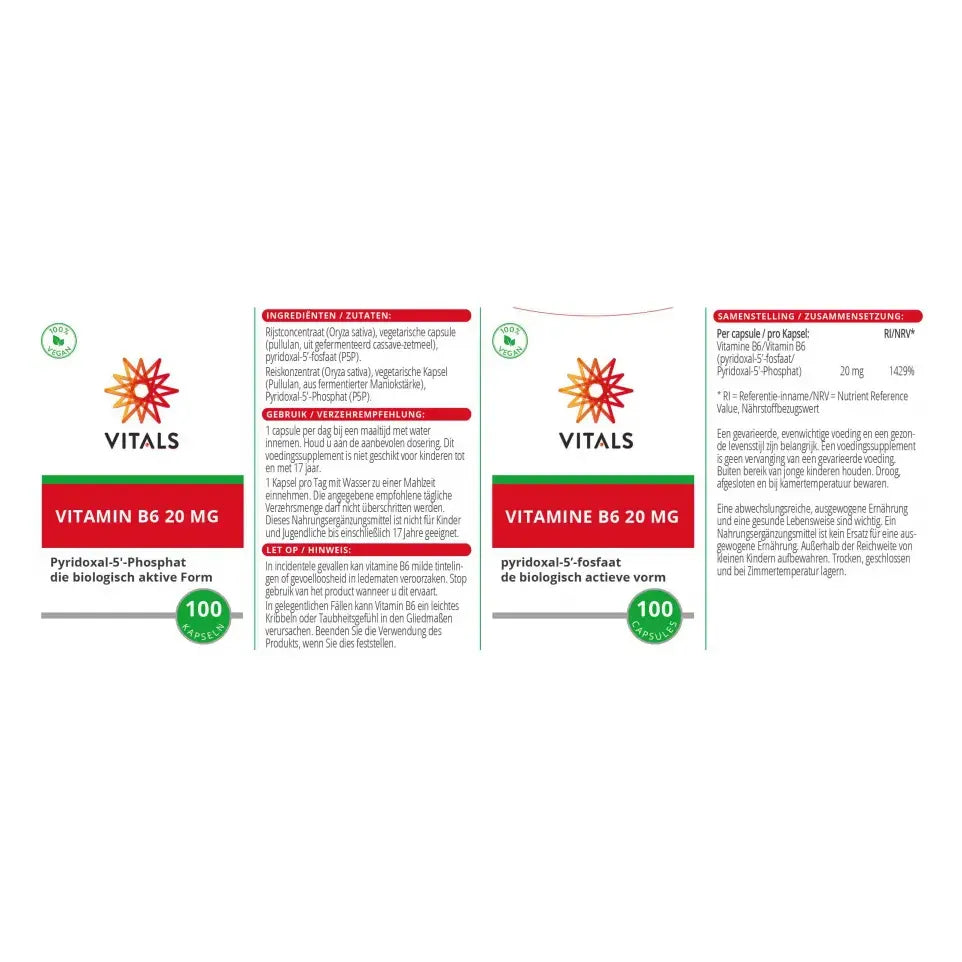 Vitals Vitamine B6 20 mg 100 capsules