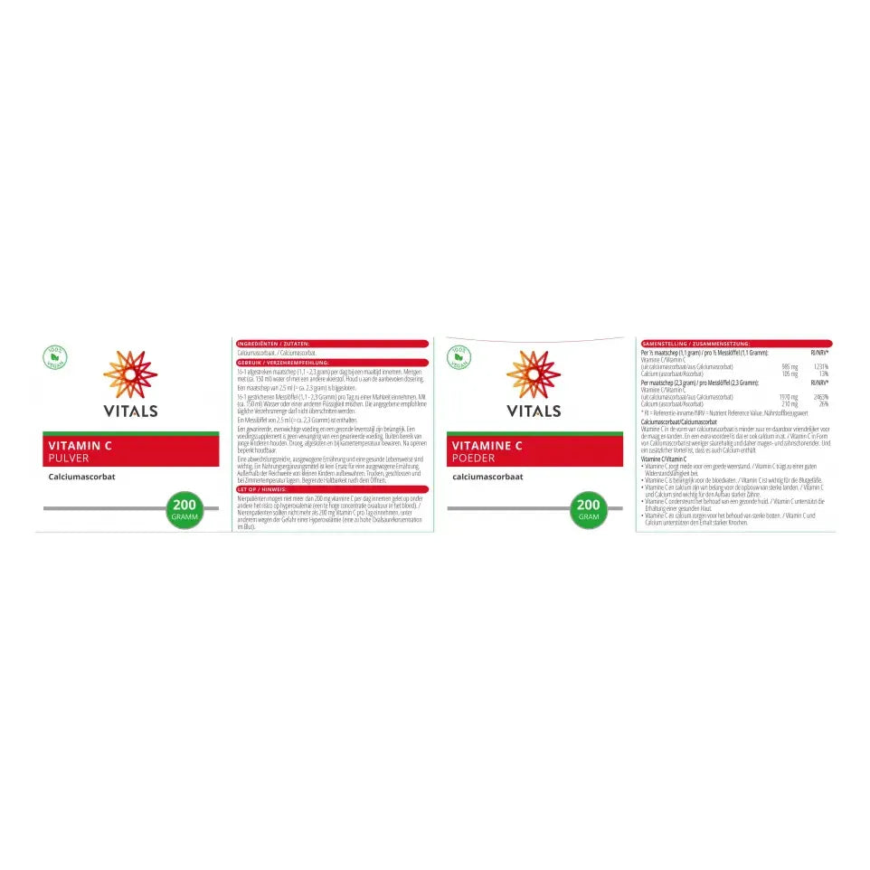 Vitals Vitamine C poeder (calciumascorbaat) 200 gram