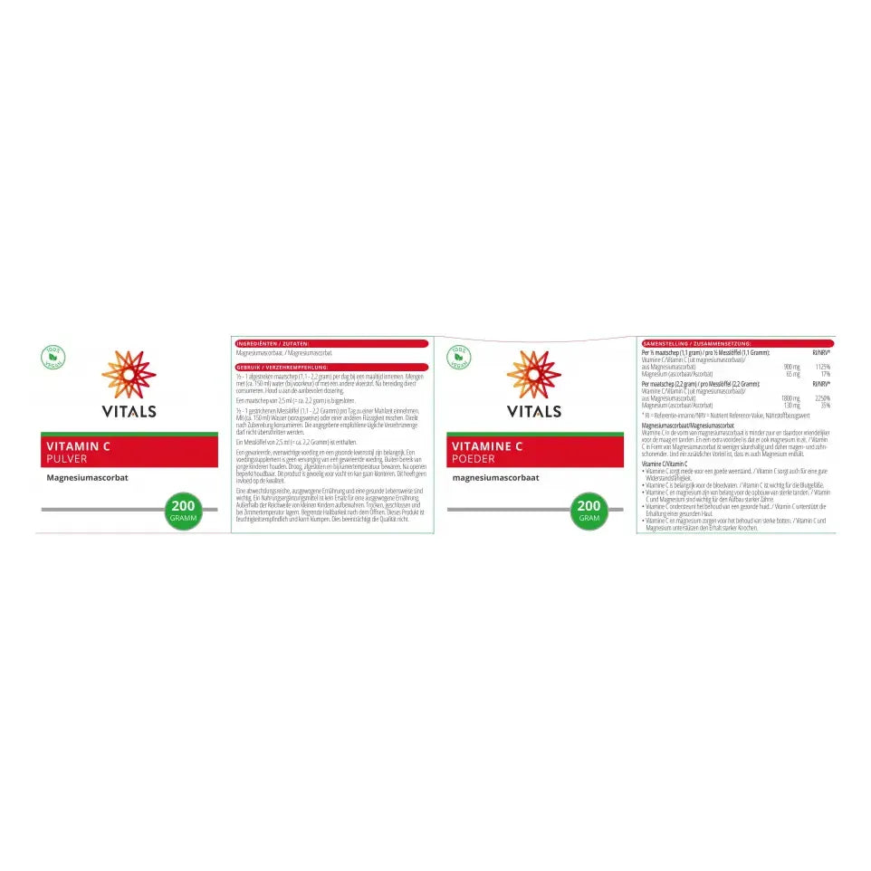 Vitals Vitamine C poeder magnesiumascorbaat 200 gram