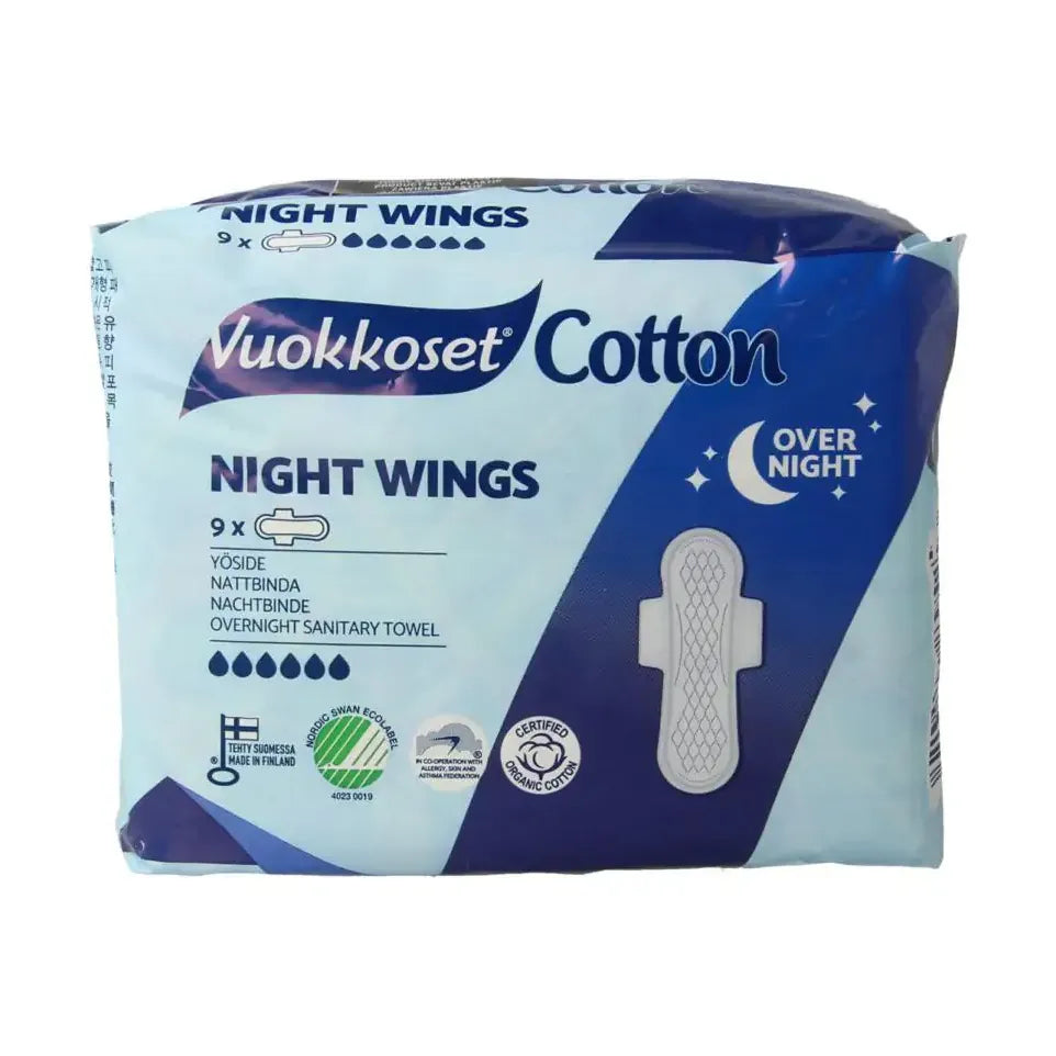 Vuokkoset Maandverband nacht wings organisch katoen 12 stuks