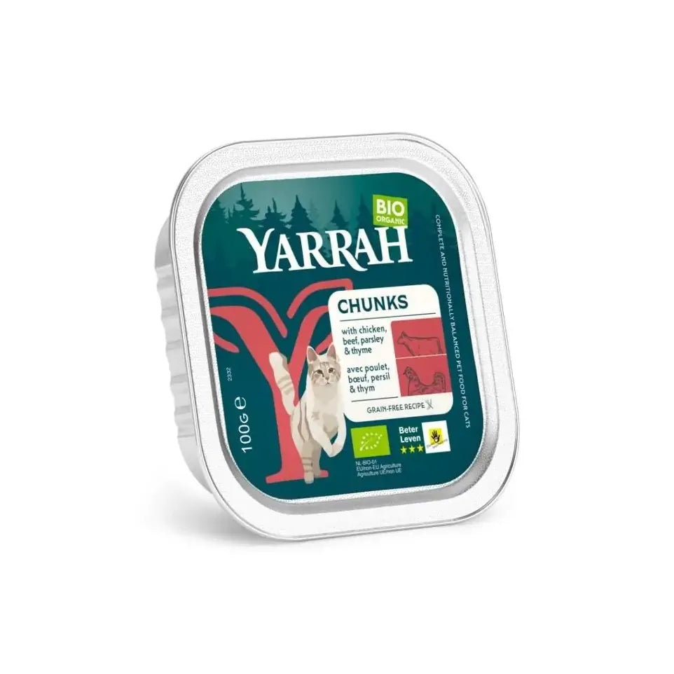 Yarrah Kattenvoer chunks met kip en rund biologisch 100 gram