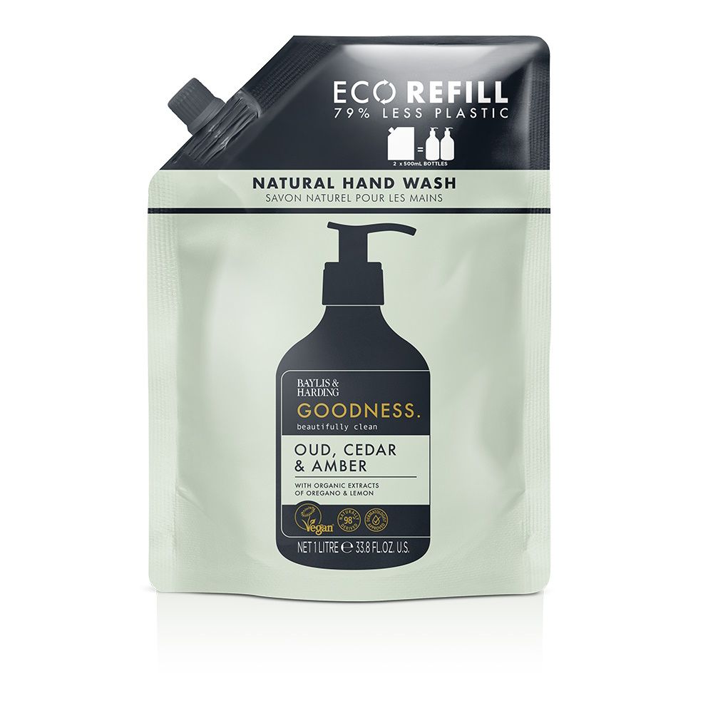 Baylis & Harding Goodness Handzeep Oudh, Ceder & Amber Navulling 1 lt