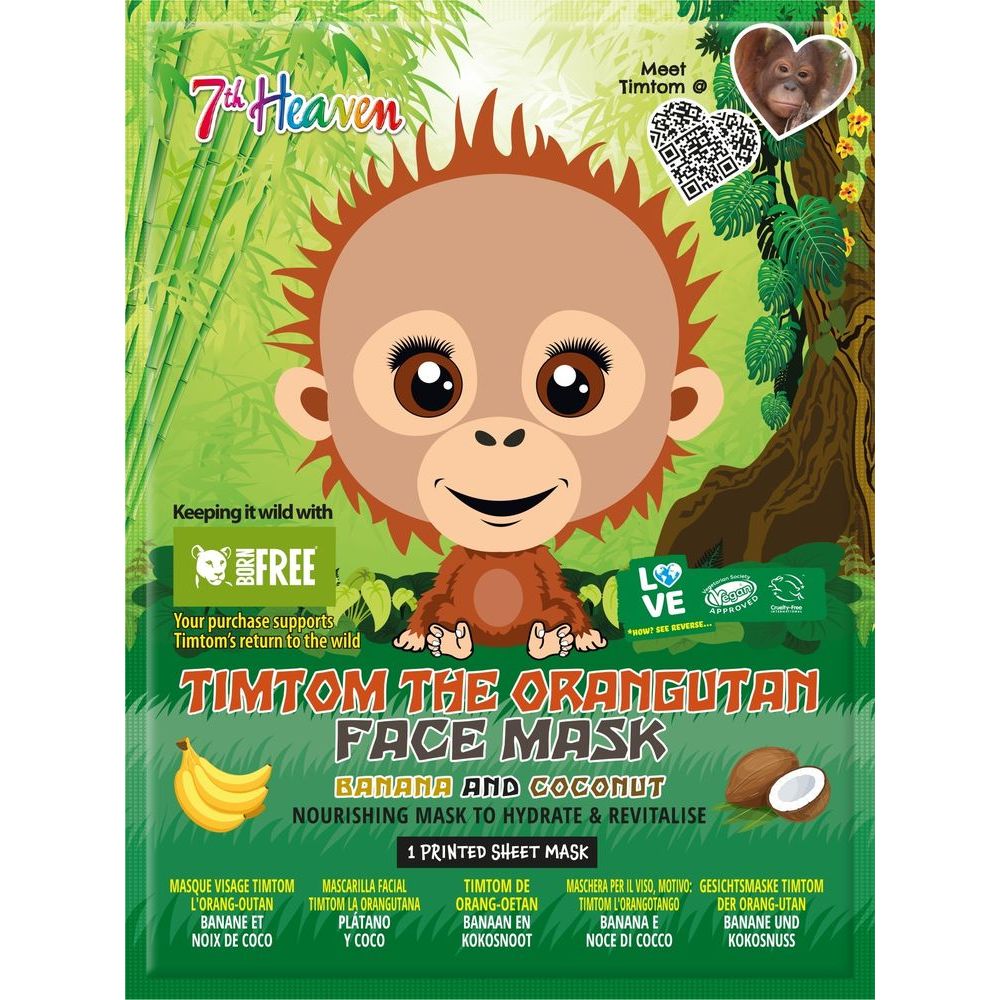 7th Heaven Timtom De Orangoetan Sheetmasker Banaan & Kokosnoot 1 st