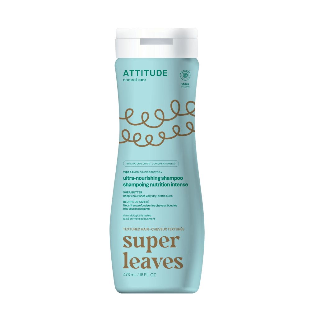 Attitude Super Leaves Shampoo Shea Butter Curl Ultra-Nourishing, Type 4 Curls 473 ml