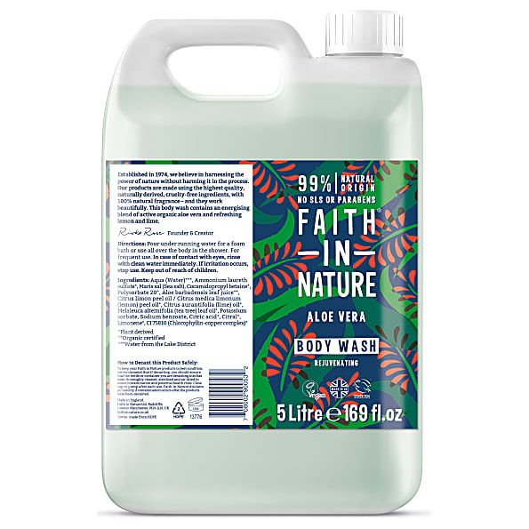 Faith In Nature Bodywash Aloë Vera Navulverpakking 5 lt