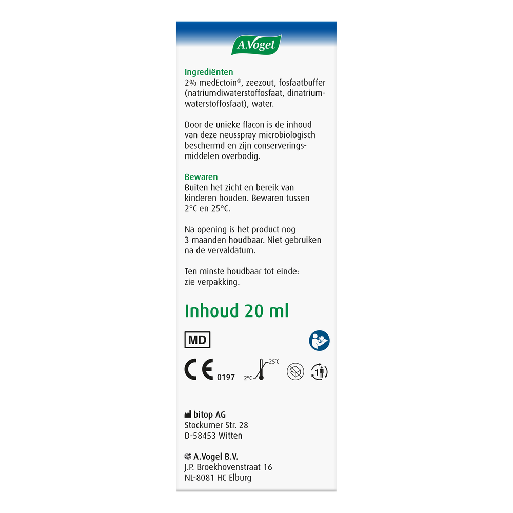 A.Vogel Neusspray bijholte eerste symptomen 20 ml