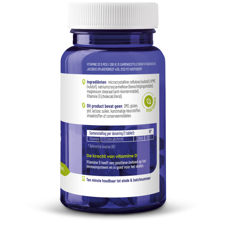 Vitakruid Vitamine D3 5 mcg 250 tabletten