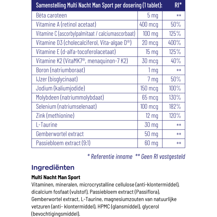 Vitakruid Multi dag & nacht man sport