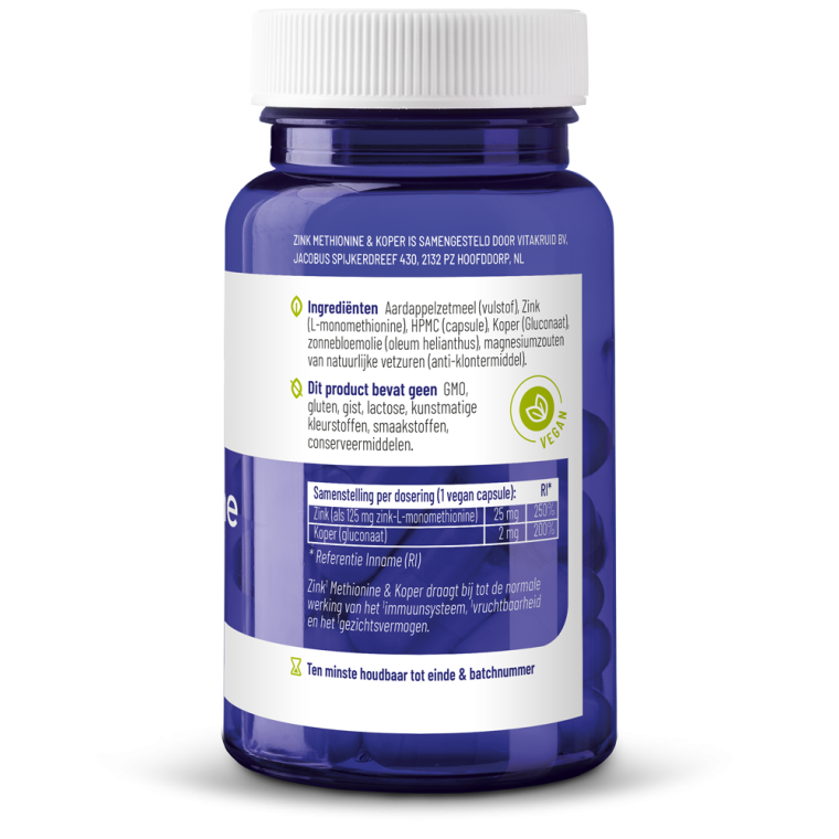 Vitakruid Zink methionine koper 90 vcaps
