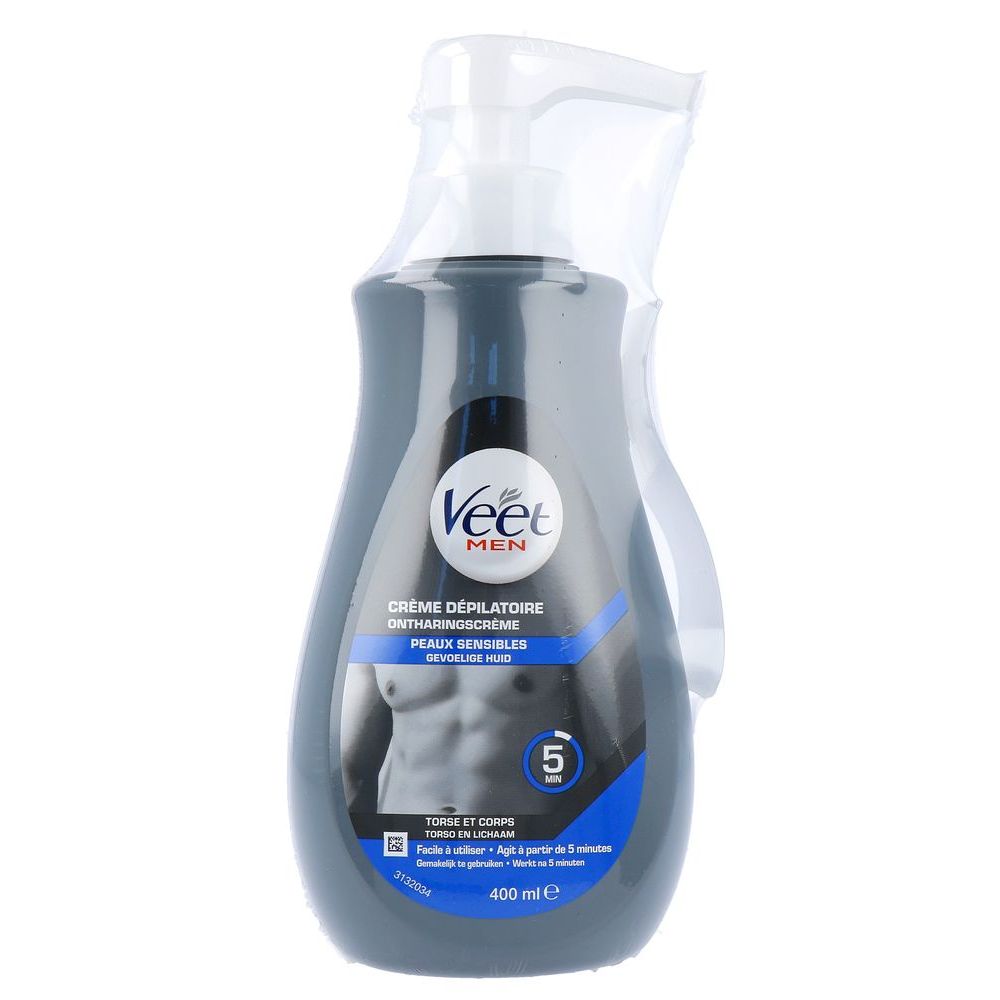 Veet Men Total Pro Ontharingscreme Pomp Gevoelige Huid 400 ml