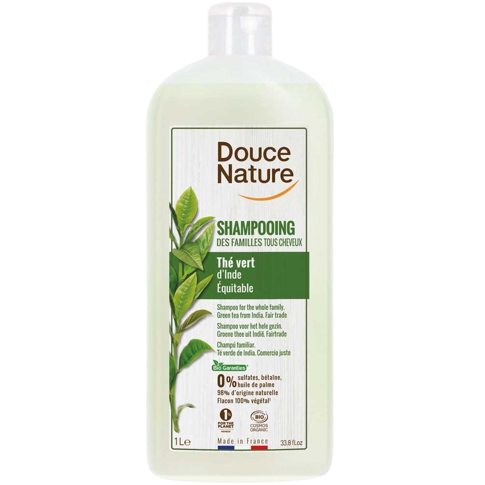 Douce Nature Shampoo glanzend haar met groene thee familie 1 liter