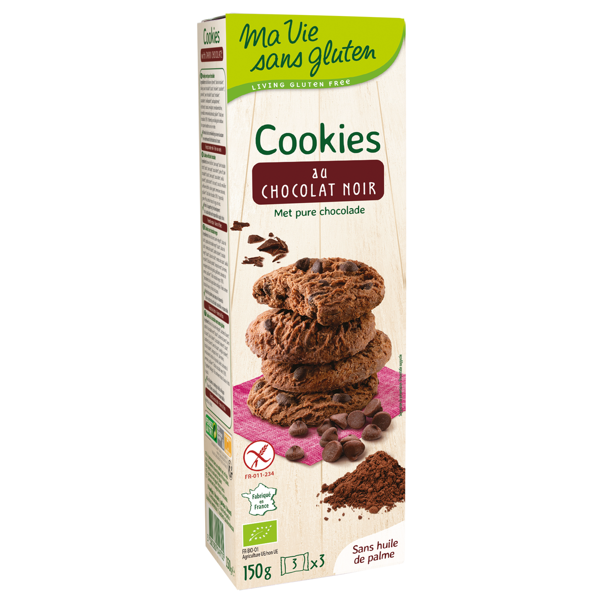 Ma Vie Sans Gluten Koekjes met pure chocolade 150 gram