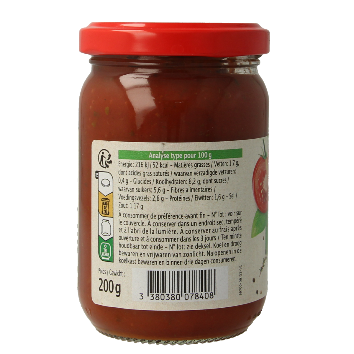 Primeal Pastasaus tomaten basilicum 200 gram