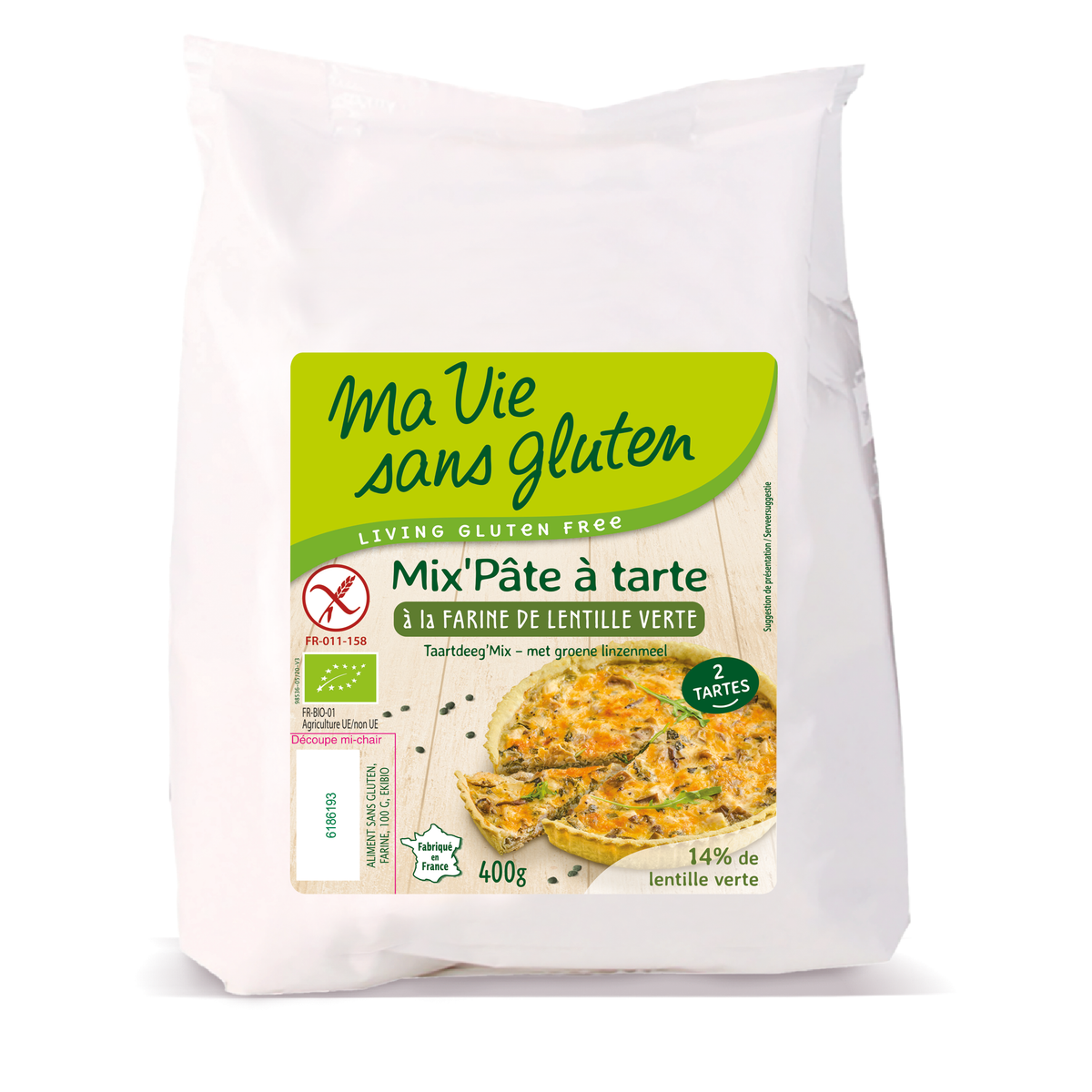 Ma Vie Sans Gluten Taartdeegmix met groene linzen 400 gram