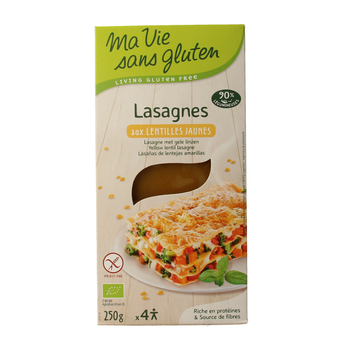 Ma Vie Sans Gluten Lasagnebladen van gele linzen 250 gram