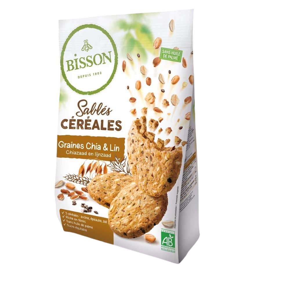 Bisson Zandkoekjes chia & lijzaad 200 gram