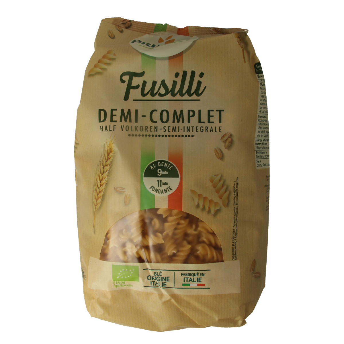 Primeal Fusilli halfvolkoren familie verpakking 1 kg