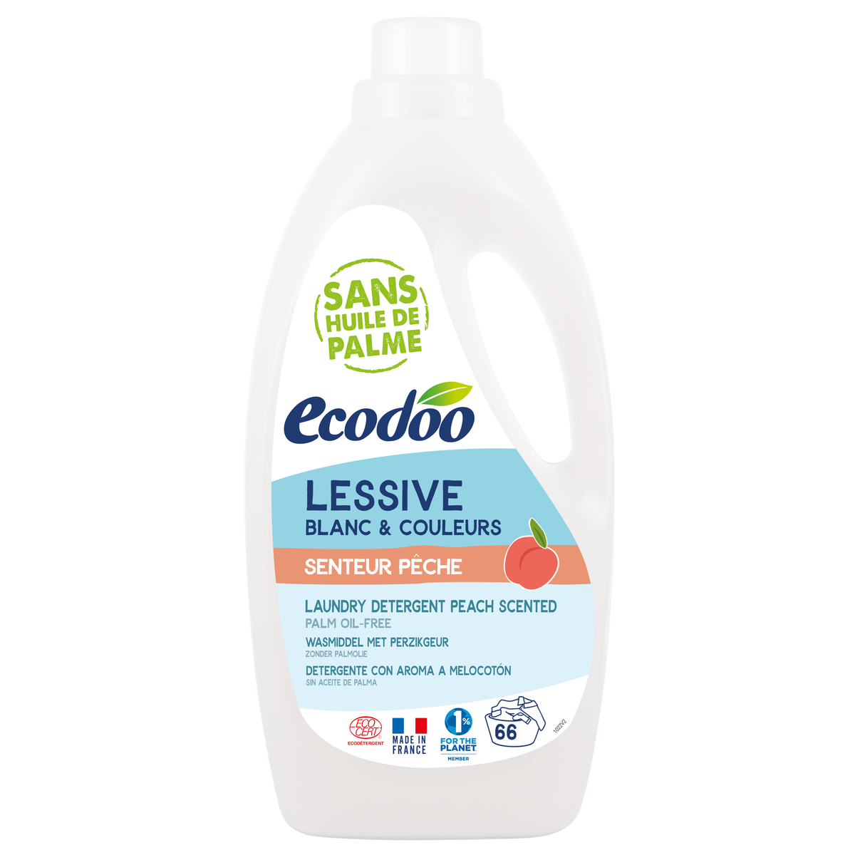 Ecodoo Wasmiddel vloeibaar perzik 2 liter