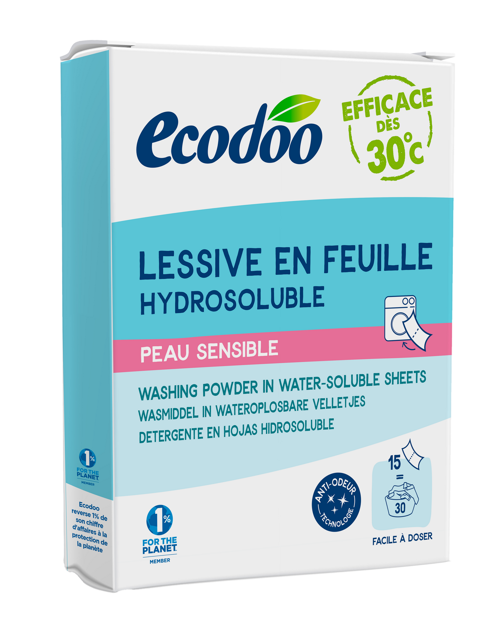 Ecodoo Wasstrips laundry sheets gevoelige huid eco 52 gram